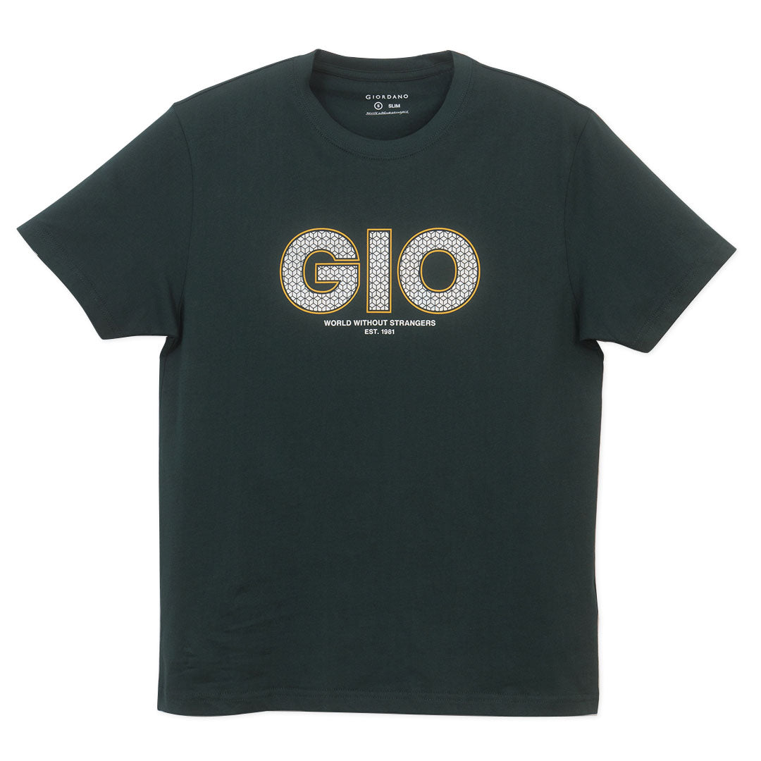 GIORDANO Men's Cotton Jersey Crew Neck Slim Fit Printed Tee�(01096205)