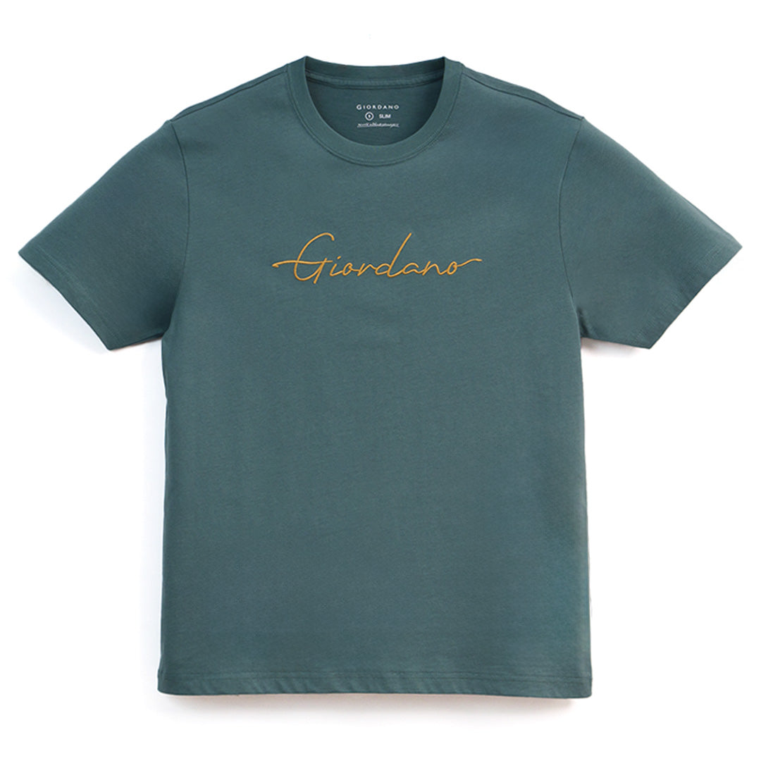 GIORDANO Men's Signature Logo Slim Fit Tee (01096203)