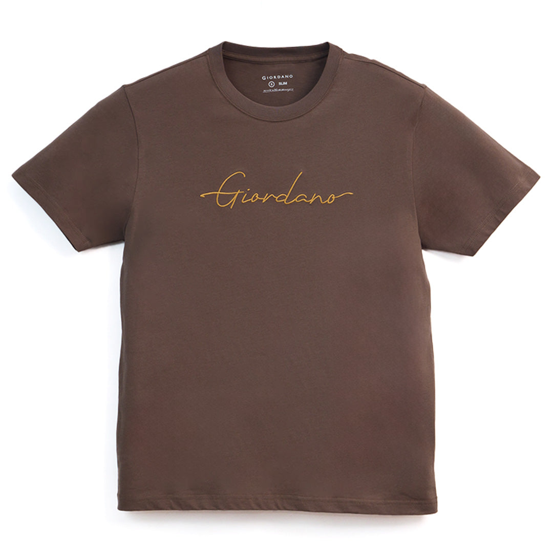 GIORDANO Men's Signature Logo Slim Fit Tee (01096203)