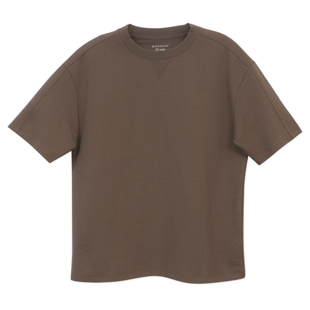 GIORDANO Men's Cotton Polyester Crew Neck Loose Fit Tee (01026221)