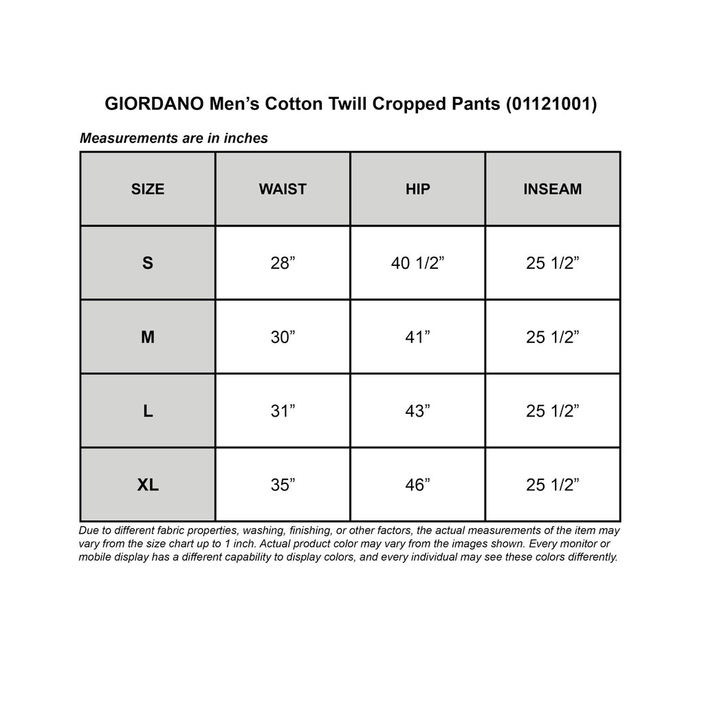 Men's Cotton Twill Cropped Pants (01121001) - Signature Black
