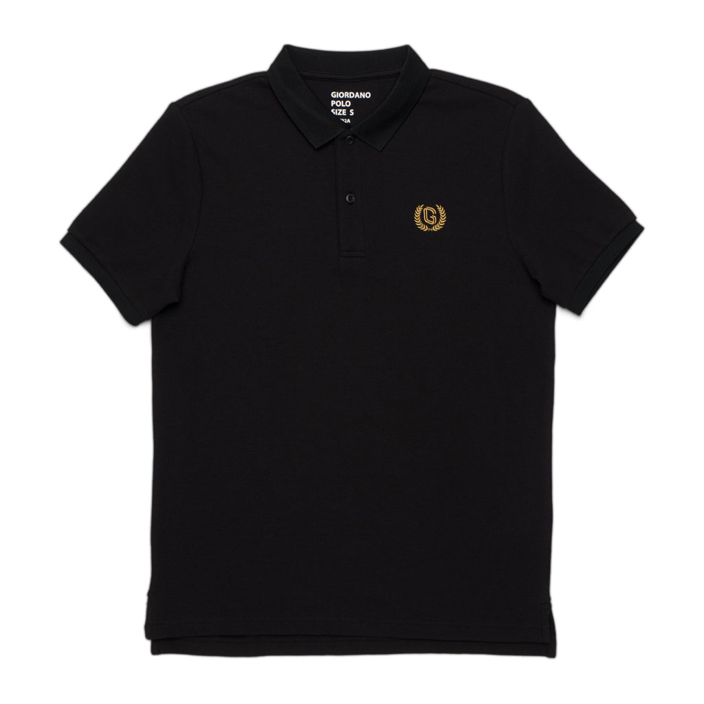 GIORDANO Men's Cotton Polyester Waffle Polo (01013253) - 02 - Signature Black