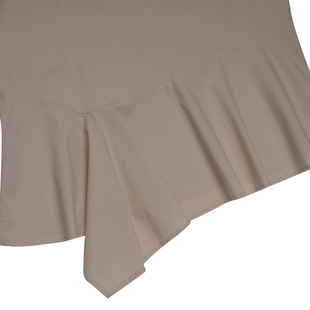 Women's Poplin Round Neck Shirt (05343216) - 12 - Lt. Khaki