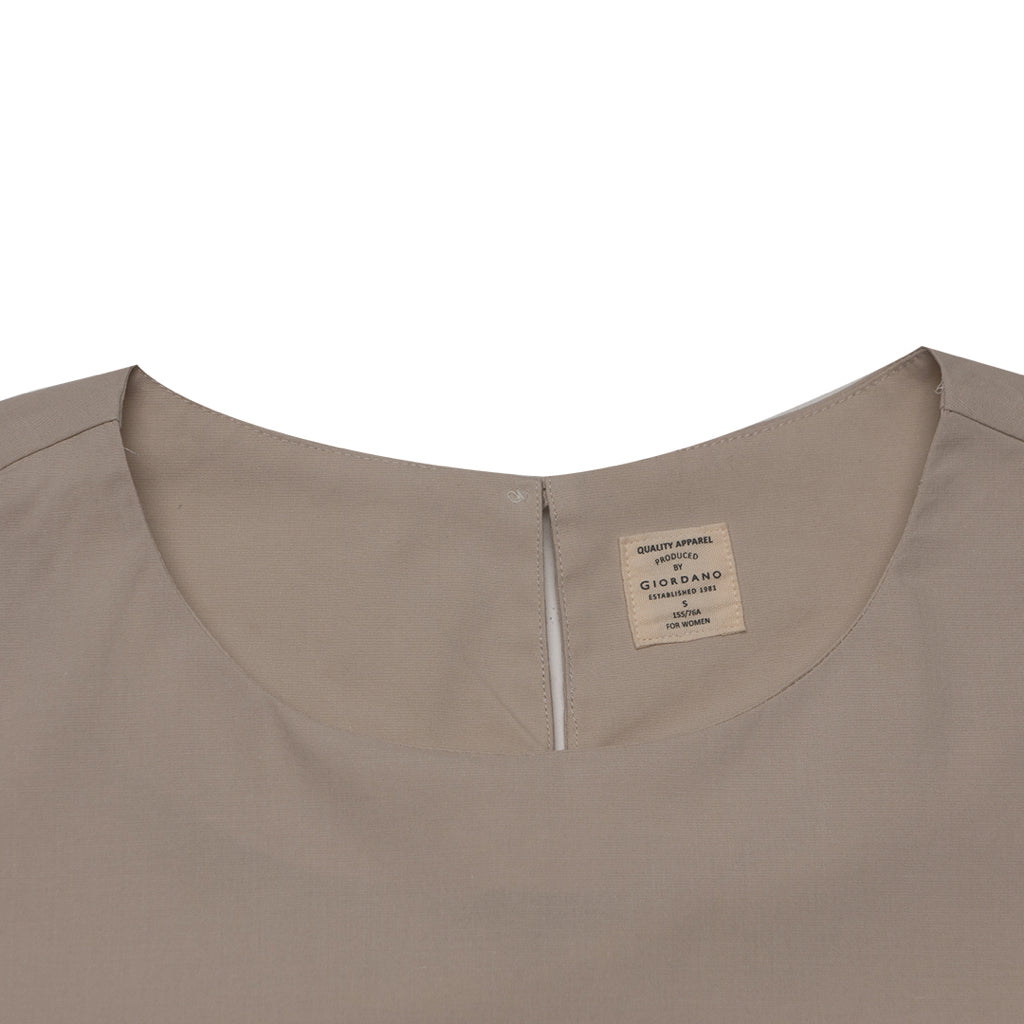 Women's Poplin Round Neck Shirt (05343216) - 12 - Lt. Khaki