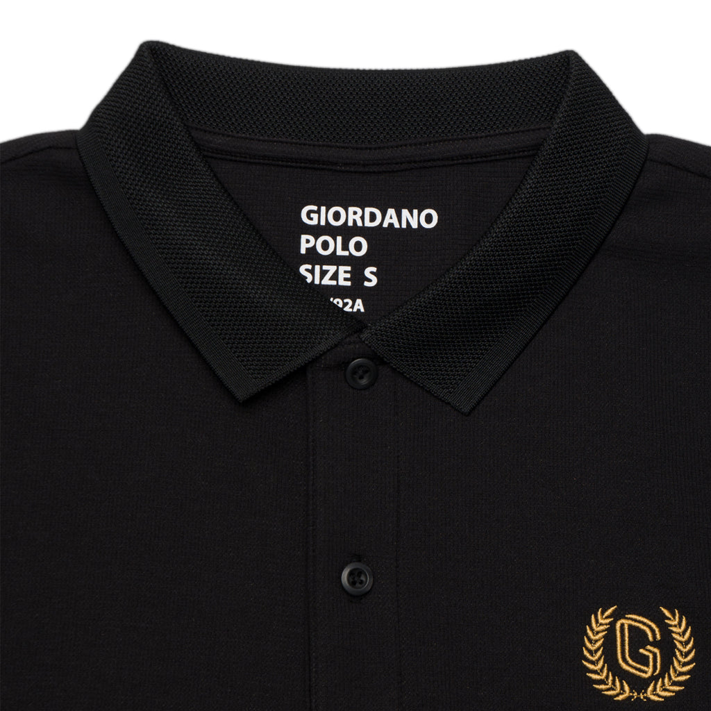 GIORDANO Men's Cotton Polyester Waffle Polo (01013253) - 02 - Signature Black