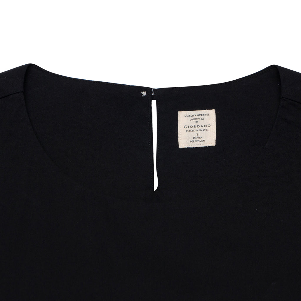 GIORDANO Women's Poplin Round Neck Shirt (05343216) - 11 - Signature Black