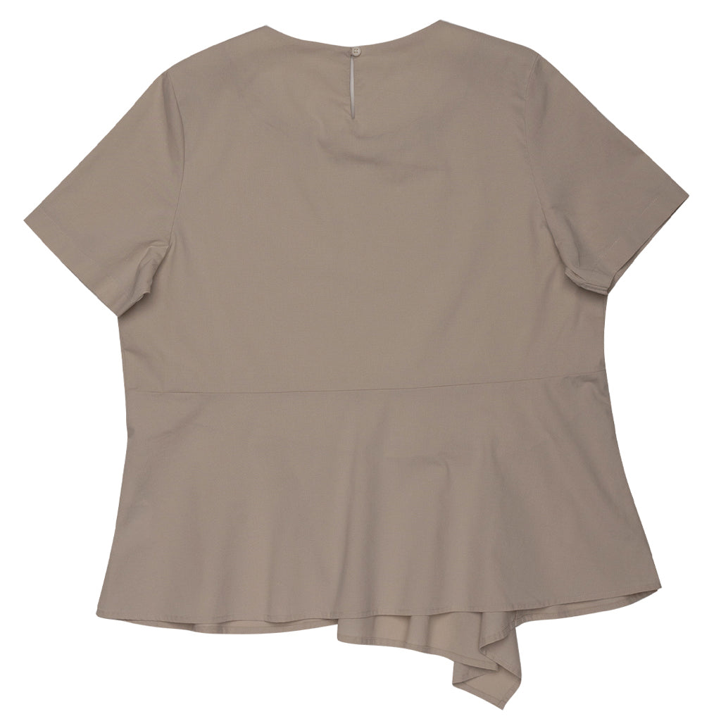 Women's Poplin Round Neck Shirt (05343216) - 12 - Lt. Khaki