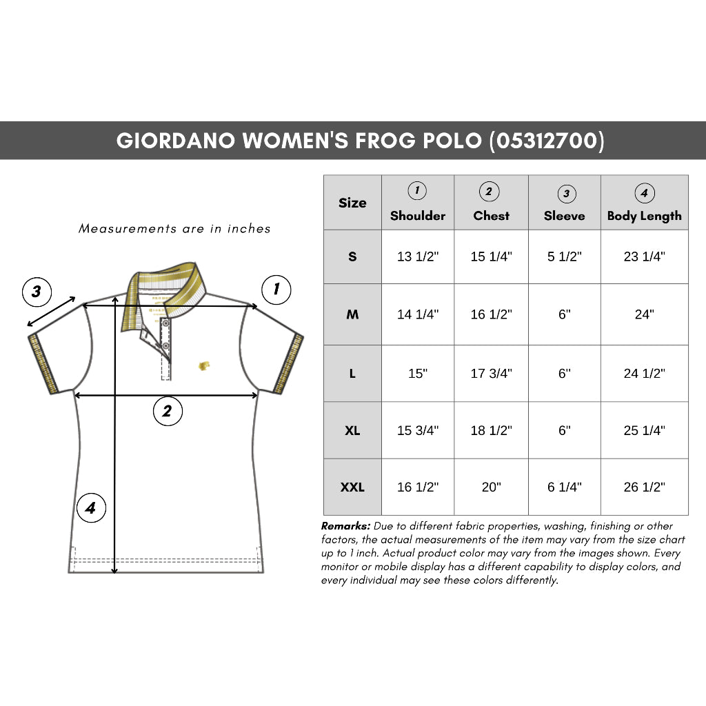 GIORDANO Women's Frog Polo (05312700) - 05 - Shady Red