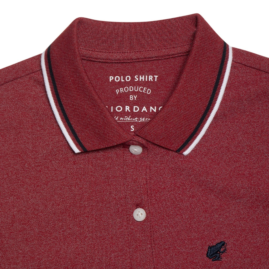 GIORDANO Women's Frog Polo (05313700) - 45 - Melange Signature Red