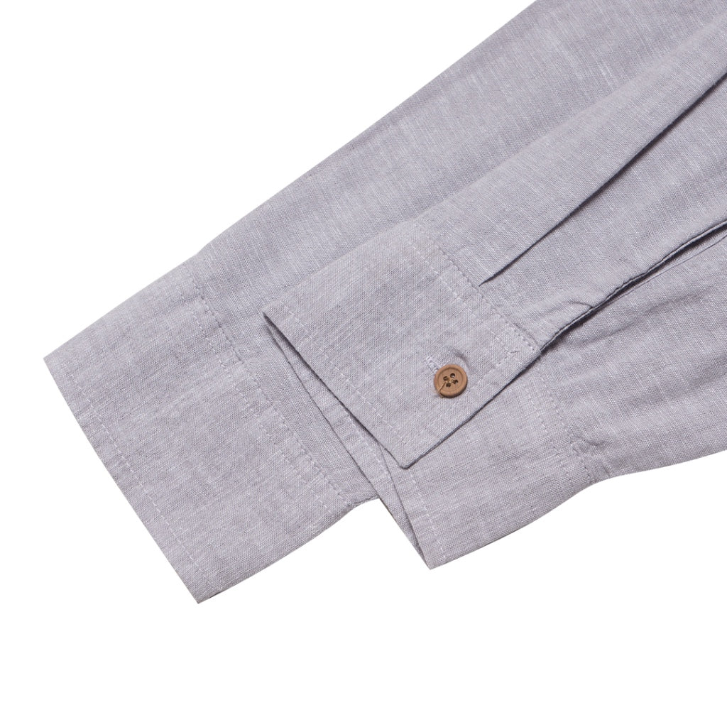 Women's Cotton Linen Poplin Long Sleeves Shirt (05344201) - 10 - Grey