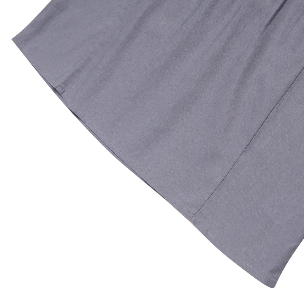 Women's Cotton Linen Mock Neck Boyfriend Shirt (05342212) - 08 - Blue