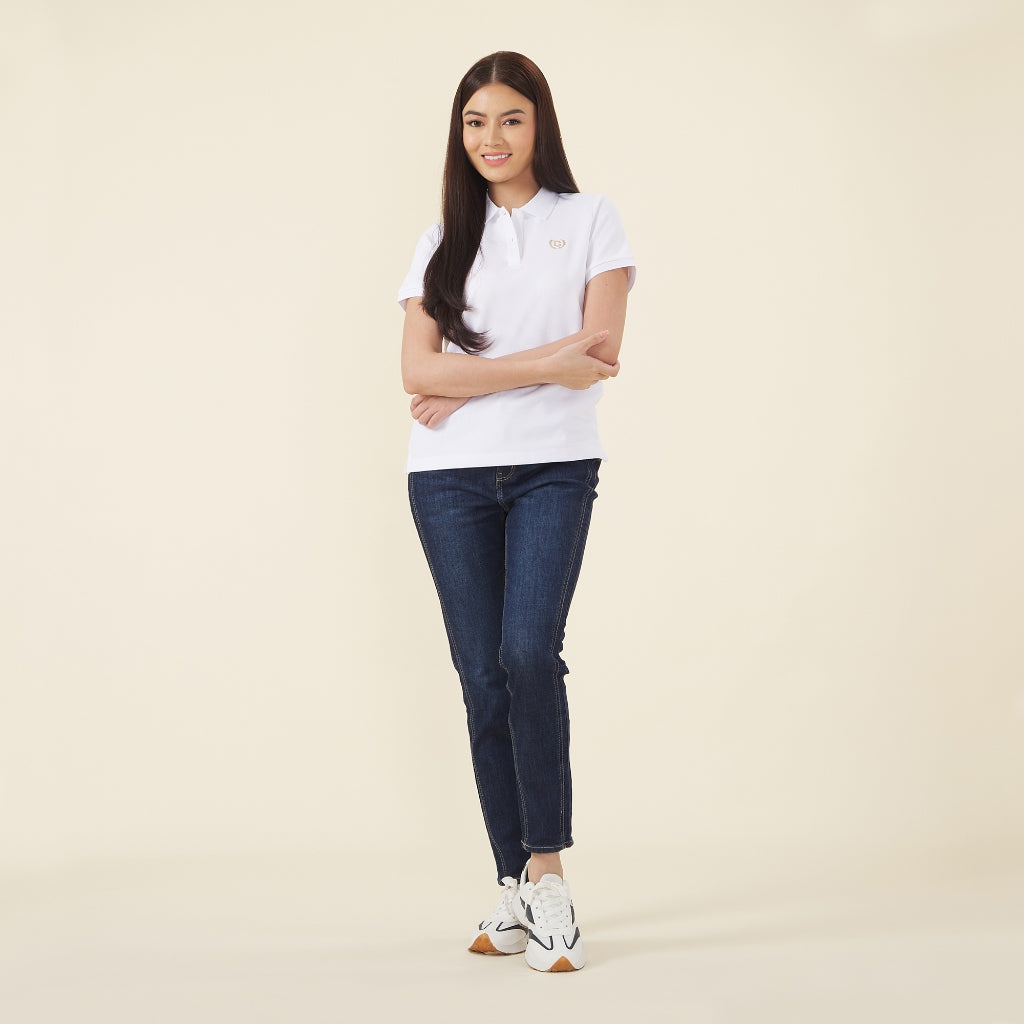 GIORDANO Women's Cotton Polyester Waffle Polo (05313253) - 01 - Signature White