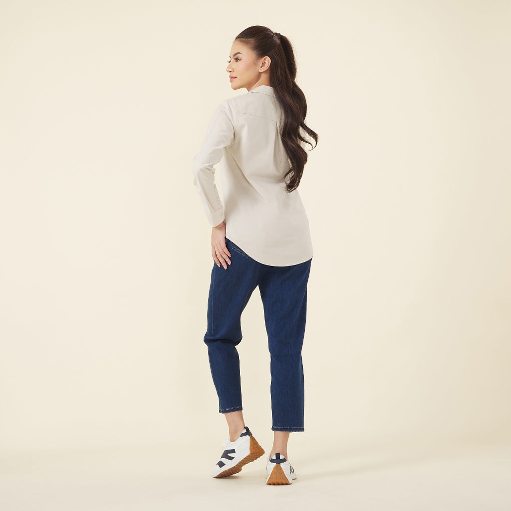 Women's Frog Long Sleeves Oxford Shirt (05344012)-14 Khaki