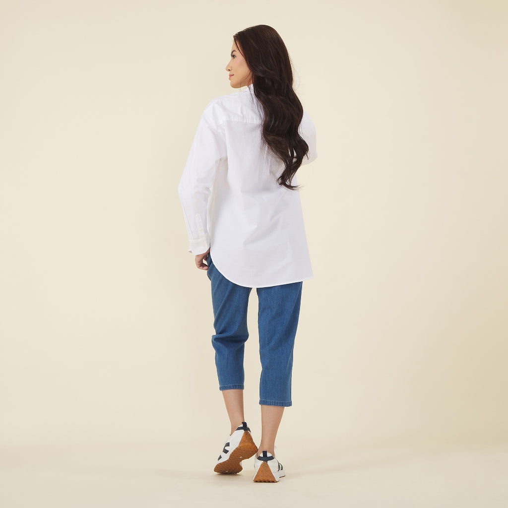 Women's Oxford Long Sleeves Loose Shirt (05344002) - 01 - White