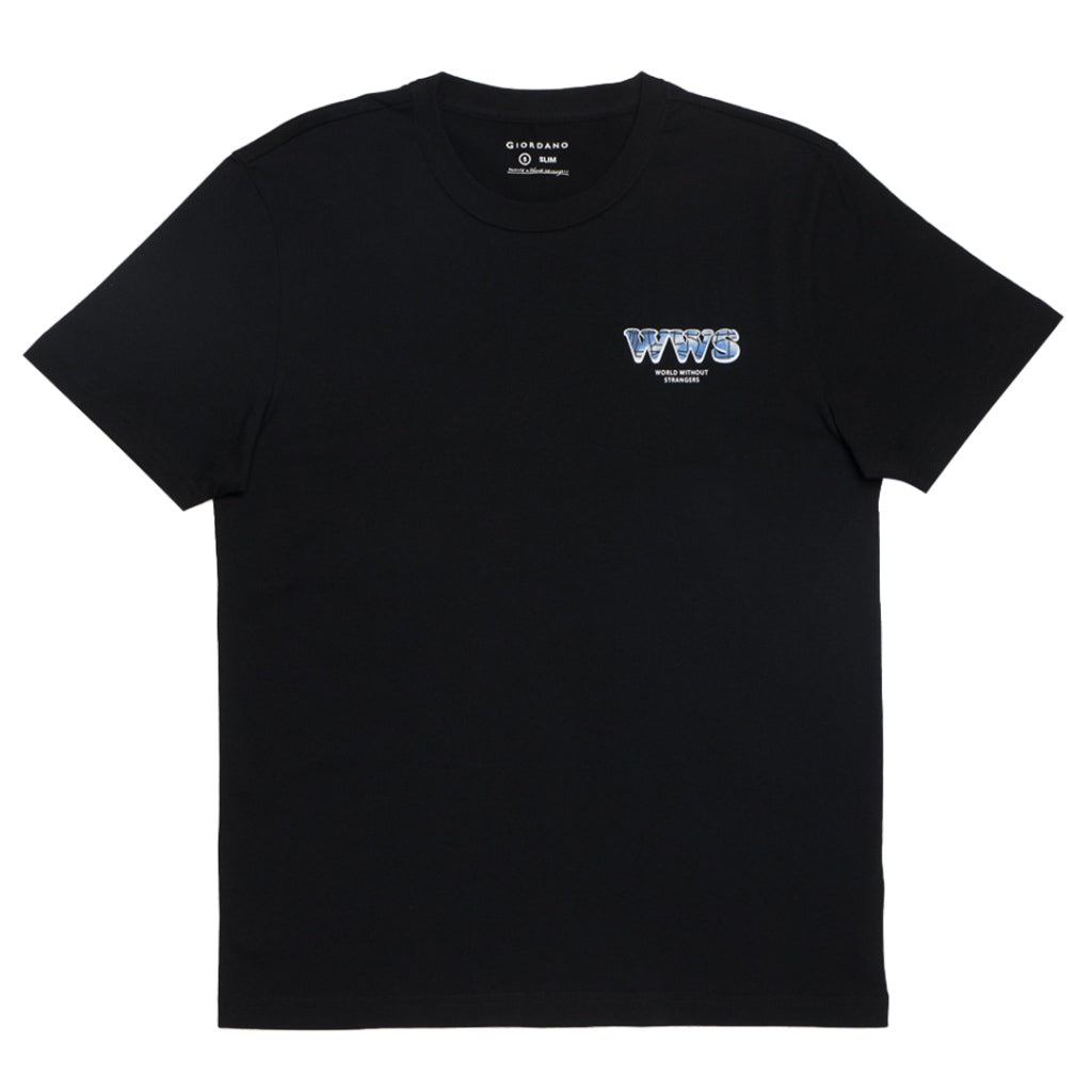 GIORDANO Men's WWS Printed Tee T-Shirt (01093308) - 21 - Signature Black