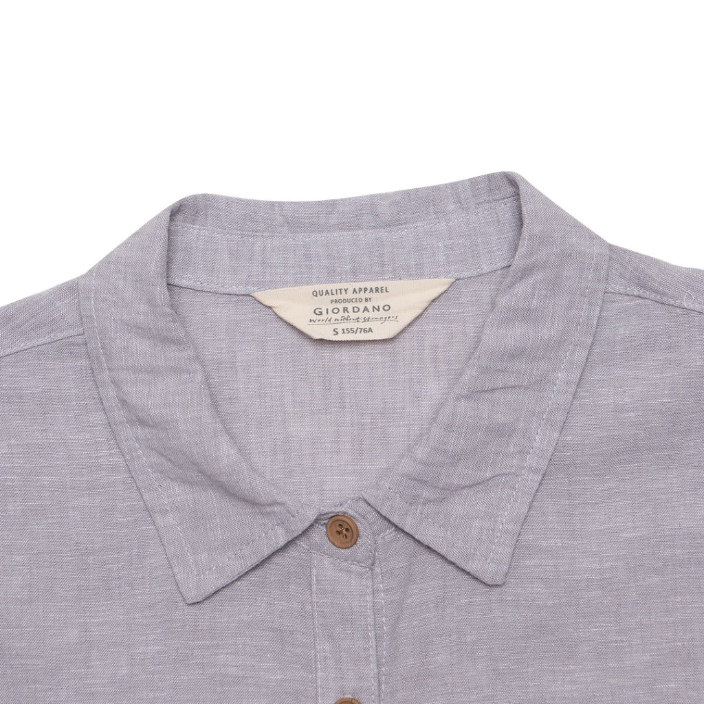 Women's Cotton Linen Poplin Long Sleeves Shirt (05344201) - 10 - Grey