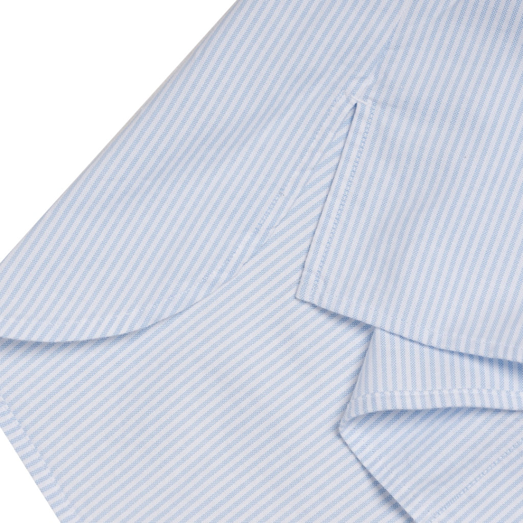Women's Oxford Acute Collar Long Sleeves Loose Shirt (05343002) - 83 - Blue x White