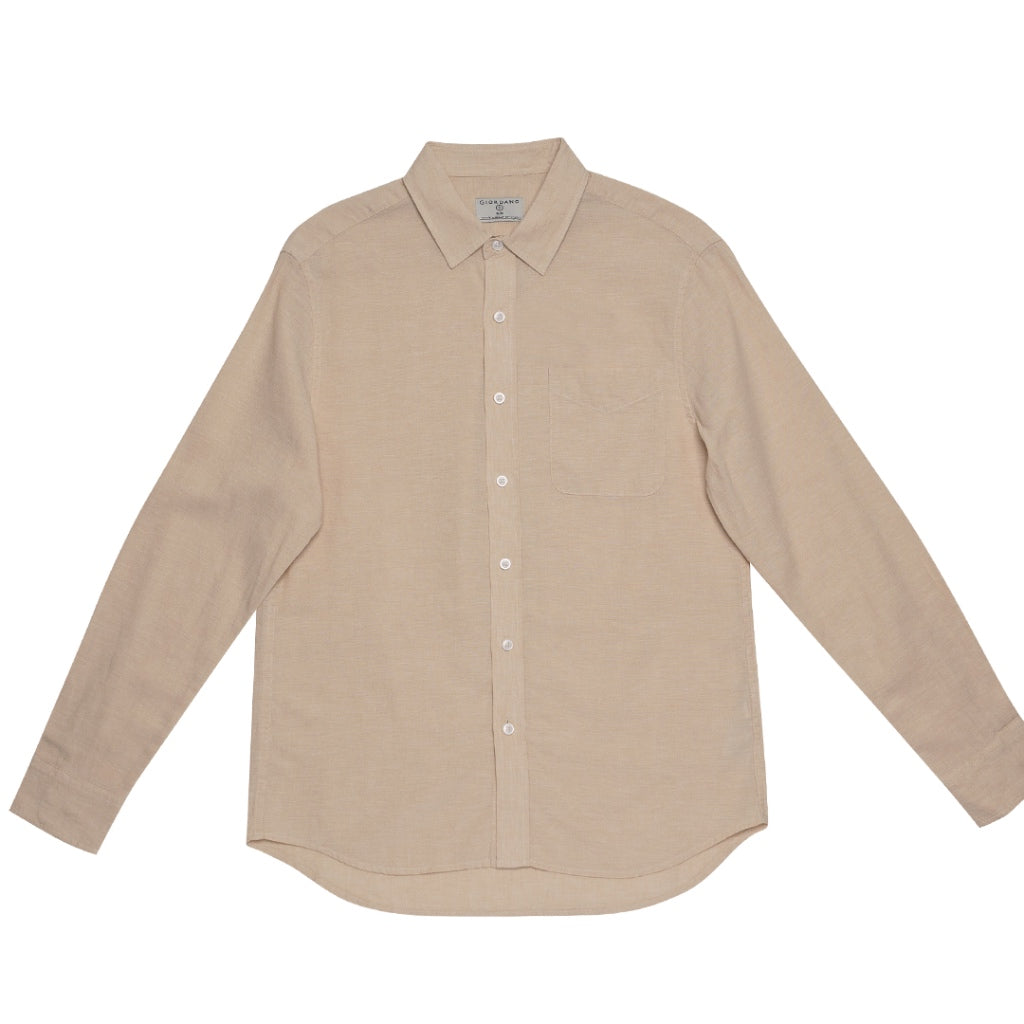 Men's Linen Long Sleeves Shirt (01043201) - 22 - Khaki