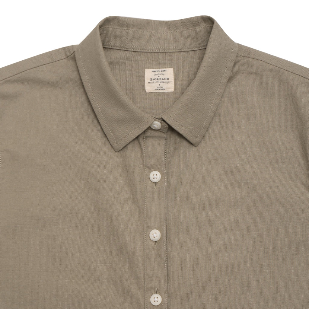 GIORDANO Women's Stretch Oxford Shirt (05344225) - 30 - Laurel Oak