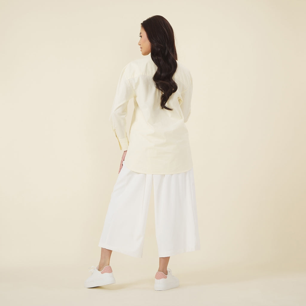 Women's Oxford Acute Collar Long Sleeves Loose Shirt (05343002) - 67 - Lemon Icing