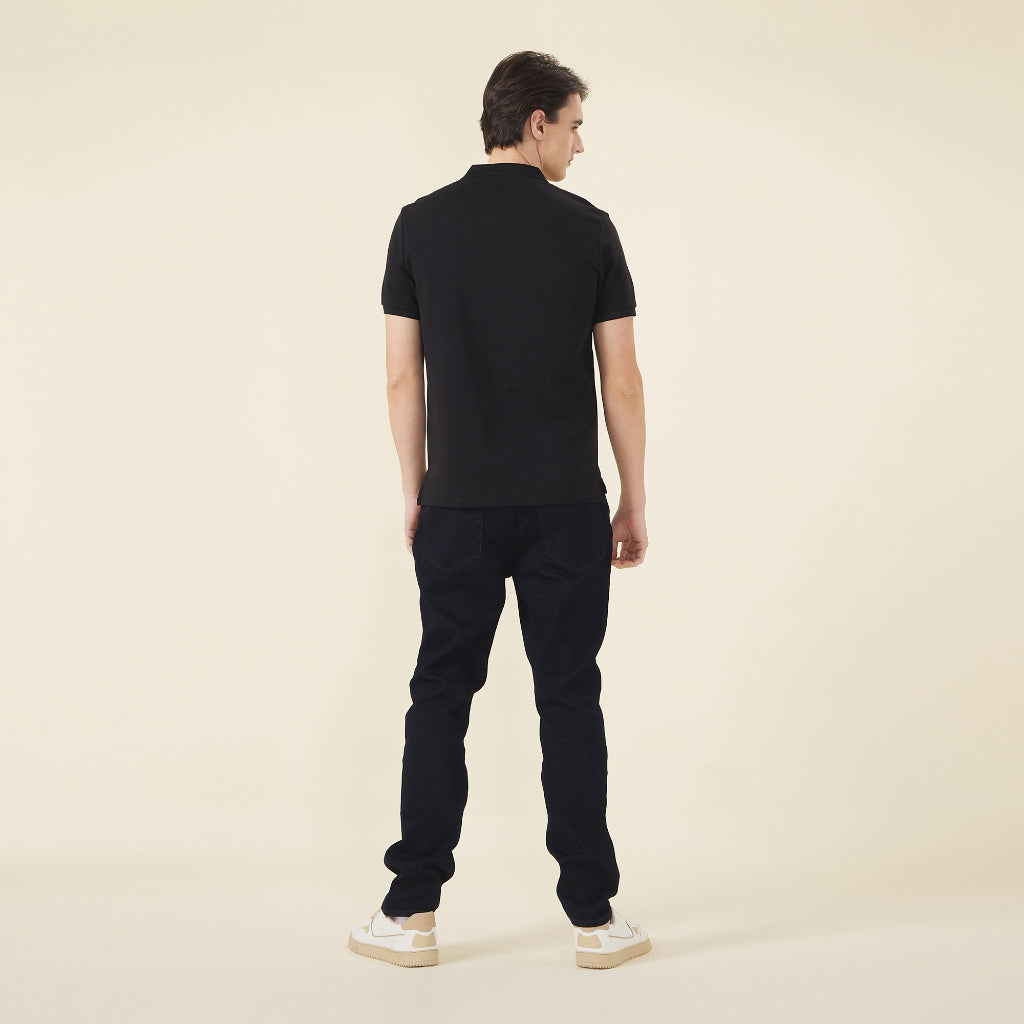 GIORDANO Men's Cotton Polyester Waffle Polo (01013253) - 02 - Signature Black