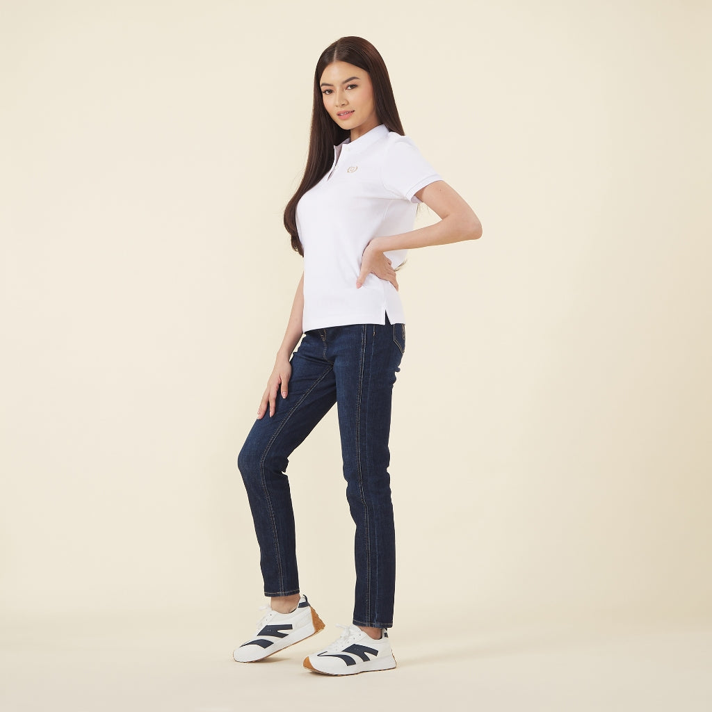 GIORDANO Women's Cotton Polyester Waffle Polo (05313253) - 01 - Signature White