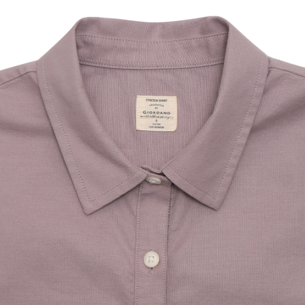GIORDANO Women's Stretch Oxford Shirt (05344225) - 75 - Purple Dove