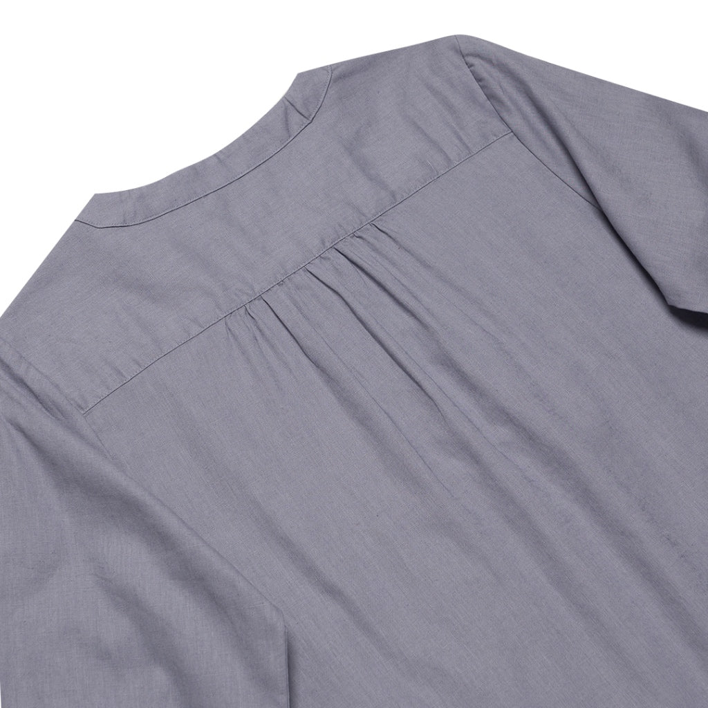 Women's Cotton Linen Mock Neck Boyfriend Shirt (05342212) - 08 - Blue