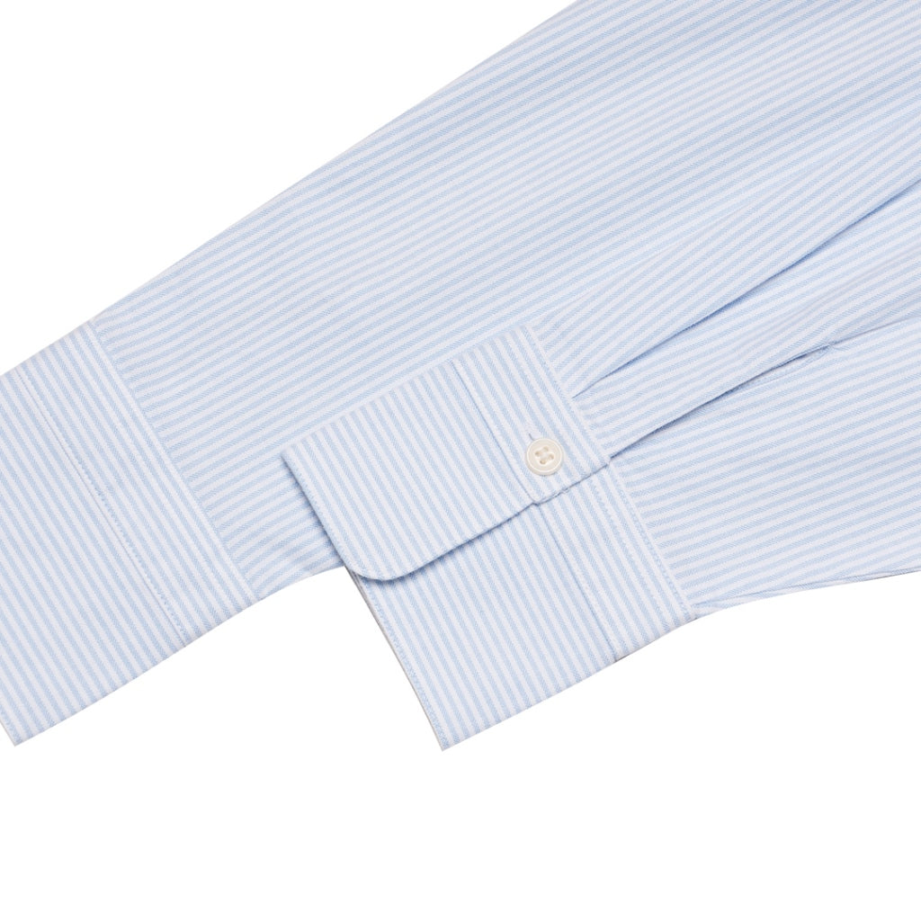 Women's Oxford Acute Collar Long Sleeves Loose Shirt (05343002) - 83 - Blue x White