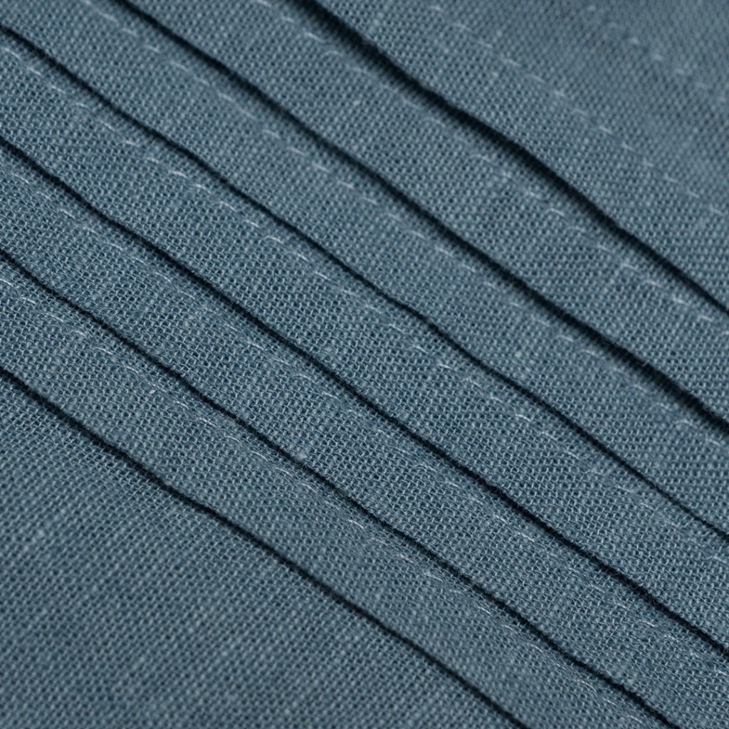Women's Cotton Linen Long Sleeves Pleated Shirt (05344205) - 09 - Petrol Blue