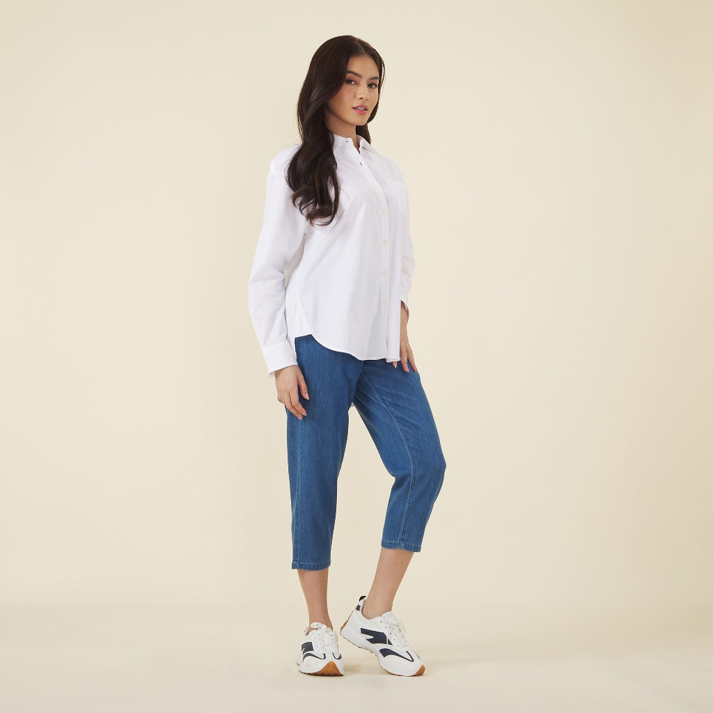 Women's Oxford Long Sleeves Loose Shirt (05344002) - 01 - White
