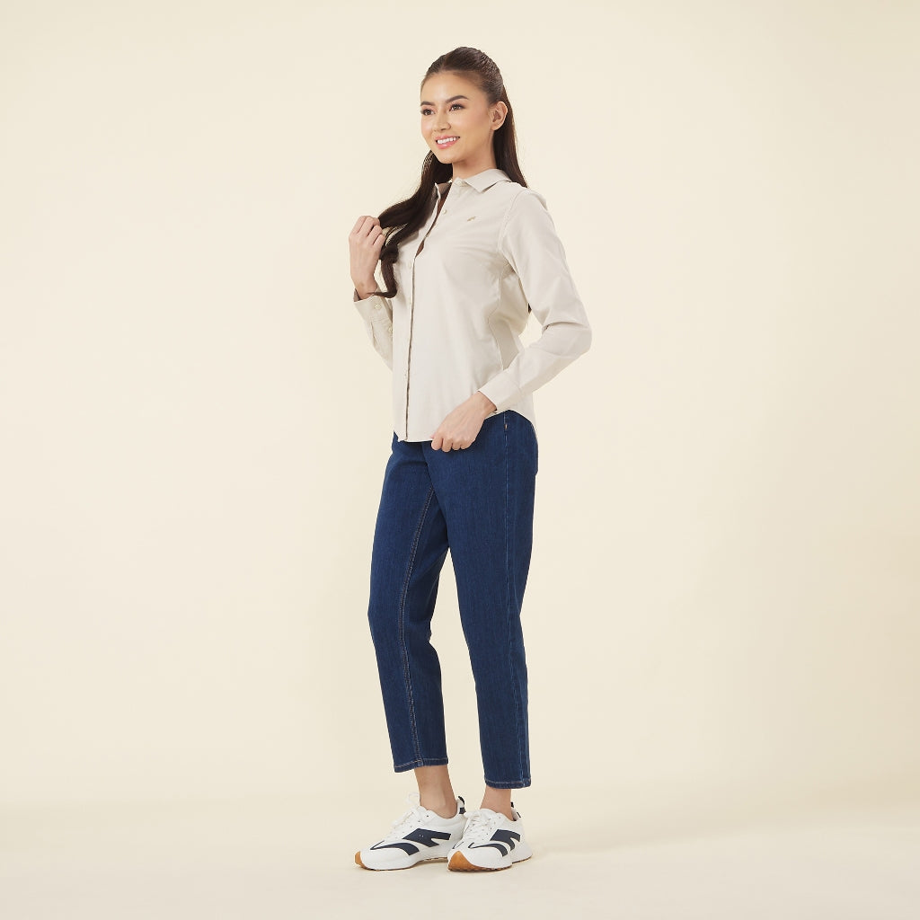 Women's Frog Long Sleeves Oxford Shirt (05344012)-14 Khaki