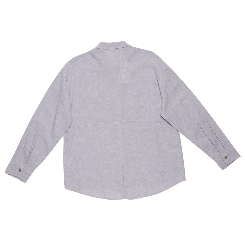 Women's Cotton Linen Poplin Long Sleeves Shirt (05344201) - 10 - Grey