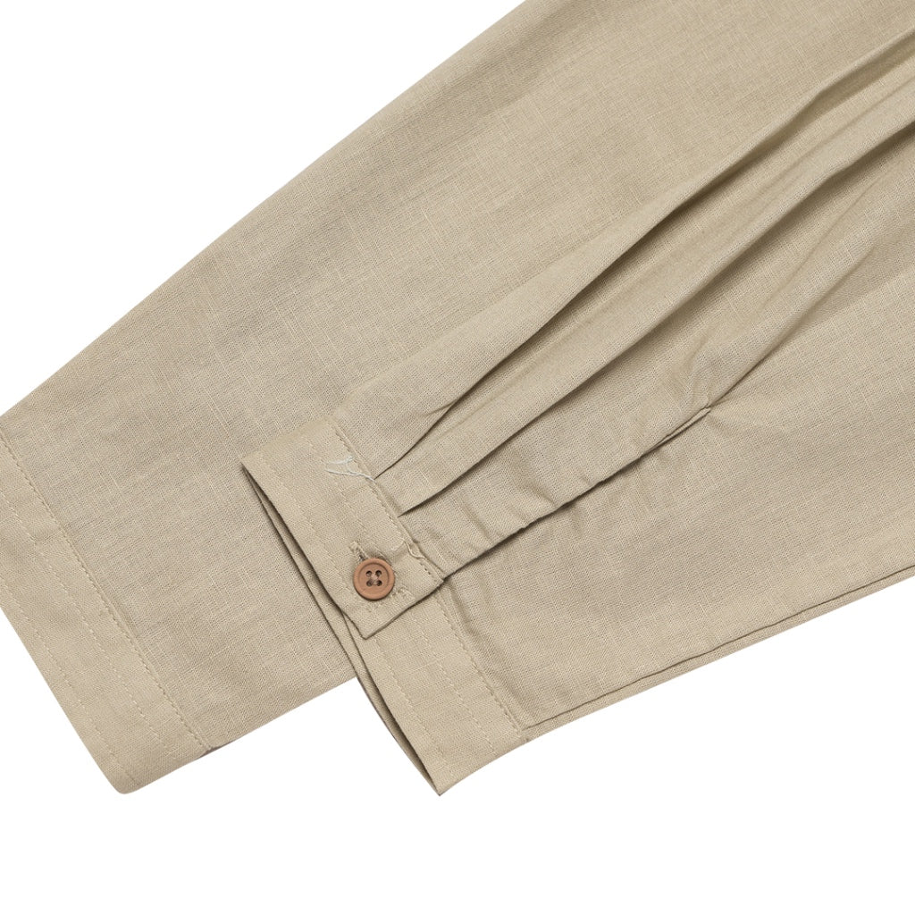 Women's Cotton Linen Mock Neck Boyfriend Shirt (05342212) - 05 - Elm