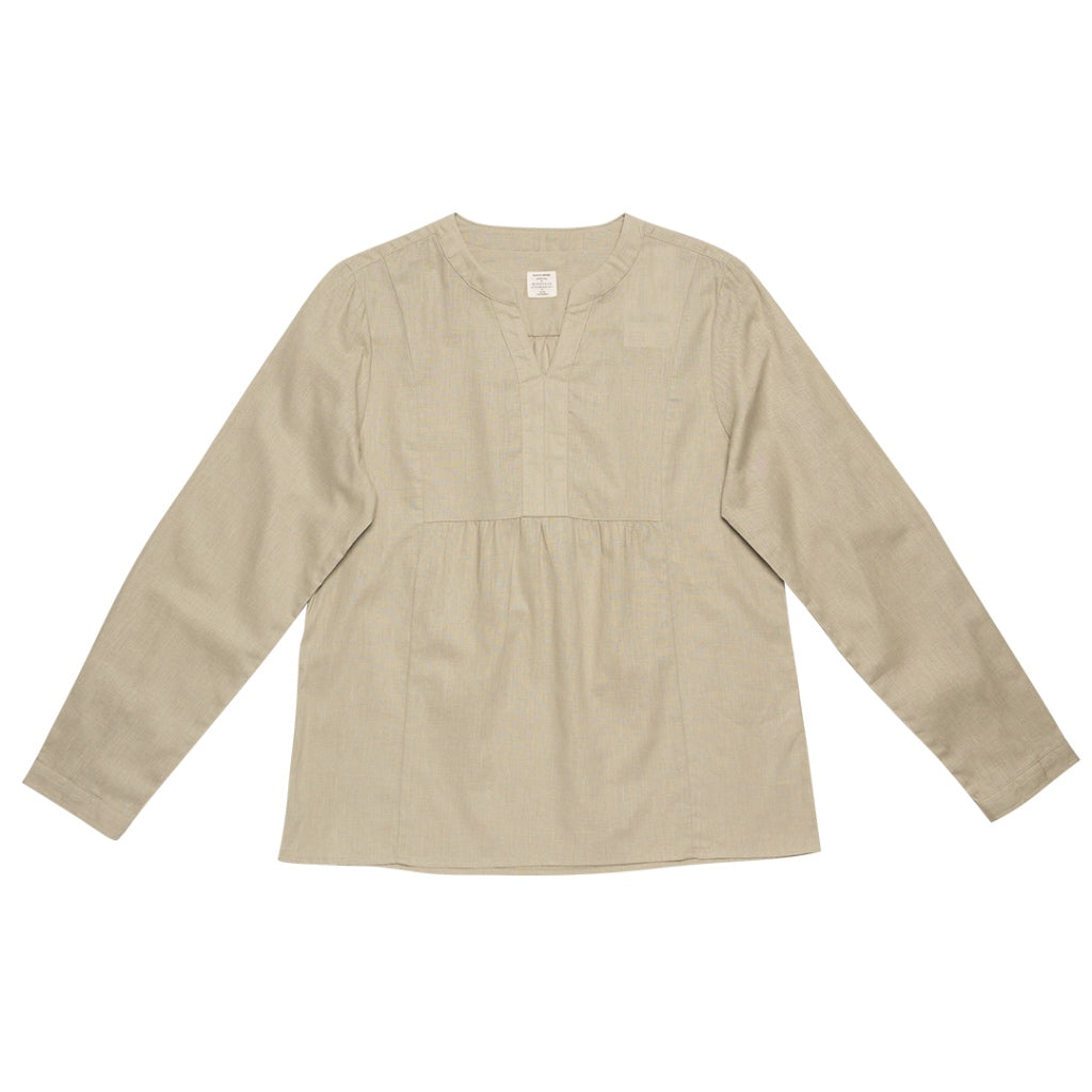 GIORDANO Women's Cotton Linen Mock Neck Boyfriend Shirt (05342212)