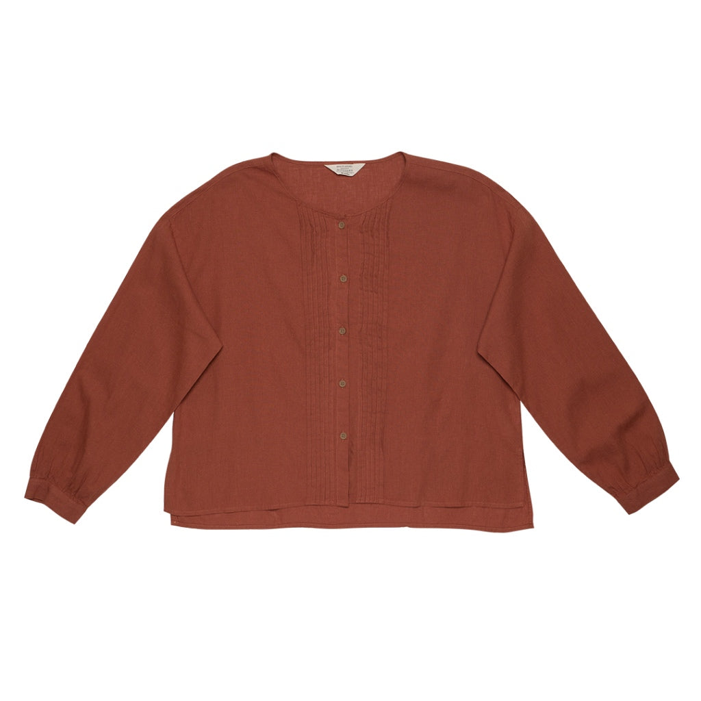 GIORDANO Women's Cotton Linen Long Sleeves Pleated Shirt (05344205)