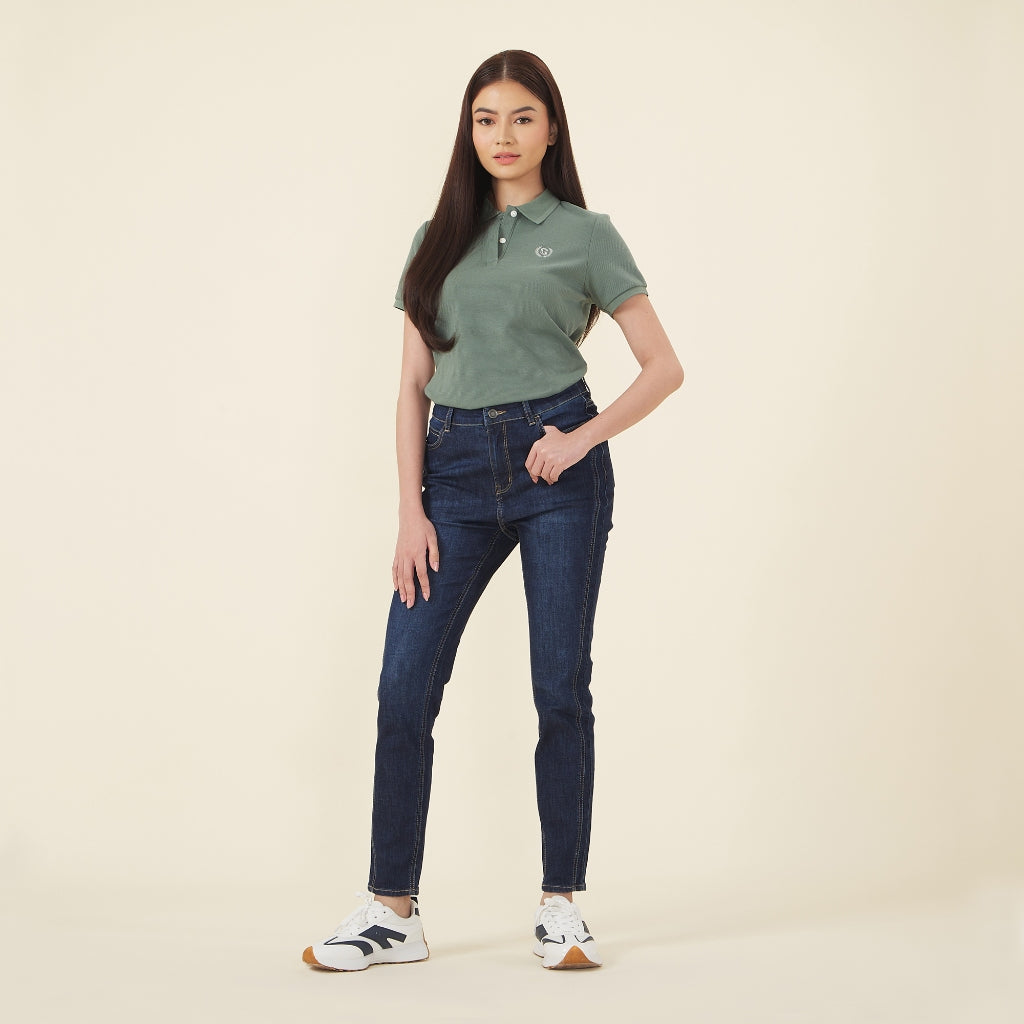 GIORDANO Women's Cotton Polyester Waffle Polo (05313253)-10 Laurel Wreath