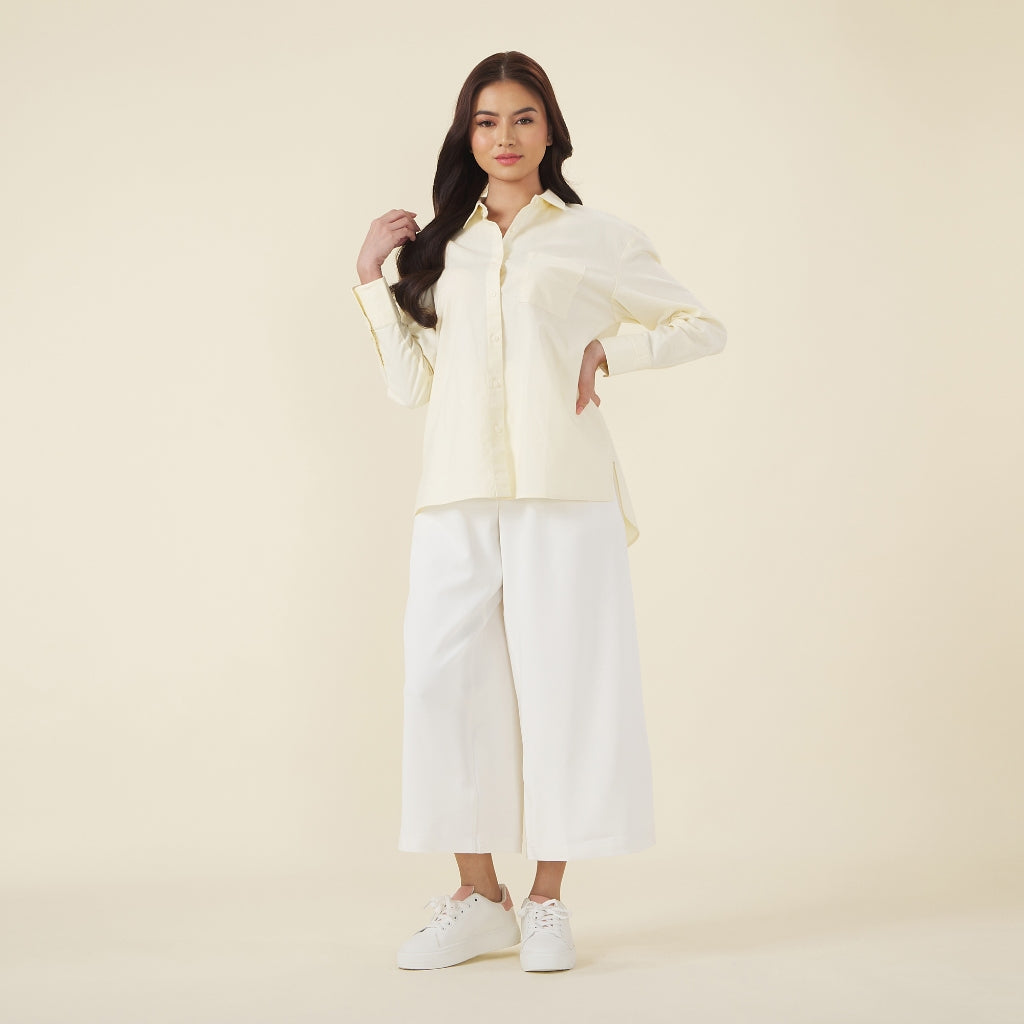 Women's Oxford Acute Collar Long Sleeves Loose Shirt (05343002) - 67 - Lemon Icing