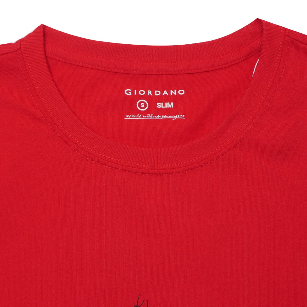 GIORDANO Men's Calligraphy Tee (01092285) - 42 - Haute Red