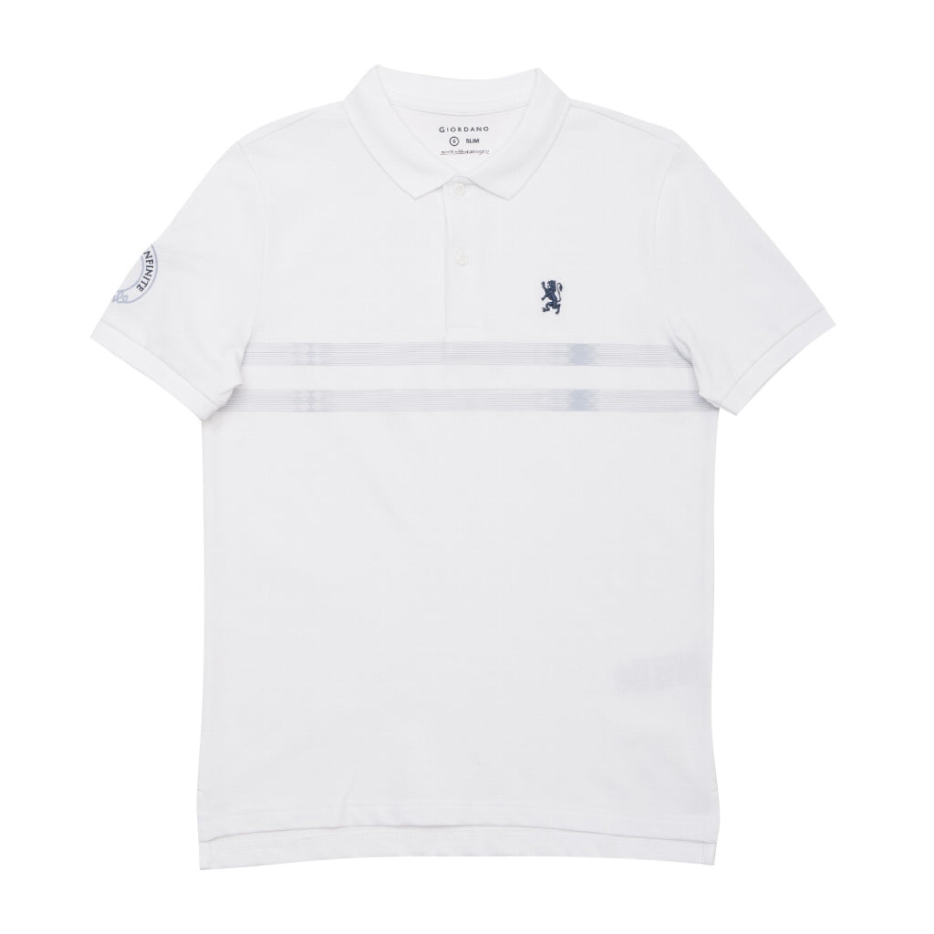 GIORDANO Men's Cotton Lycra Striped Small Lion Polo (01015232)