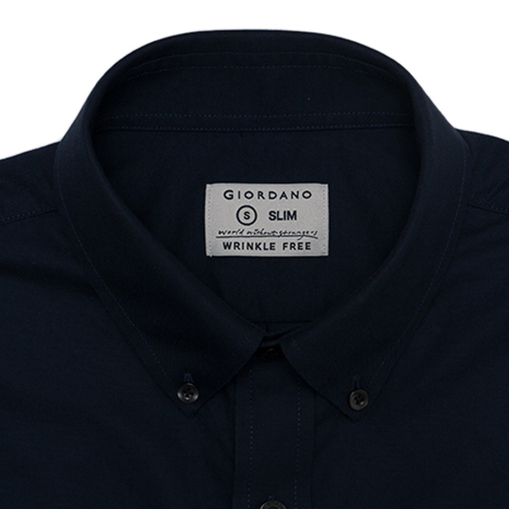 Men's Cotton Wrinkle Free Long Sleeves Oxford Shirt (01044025) - 66 - Black