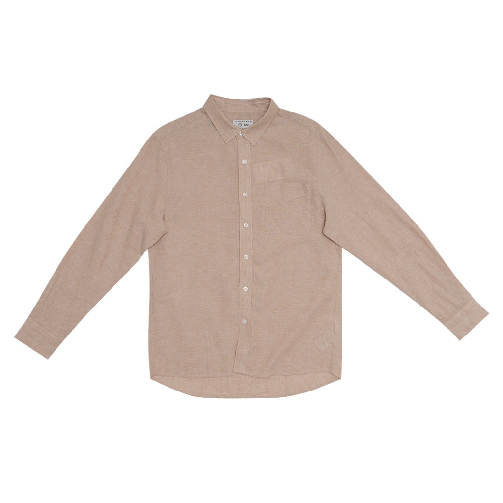 GIORDANO Men's Linen Cotton Poplin Long Sleeves Shirt (01045201)
