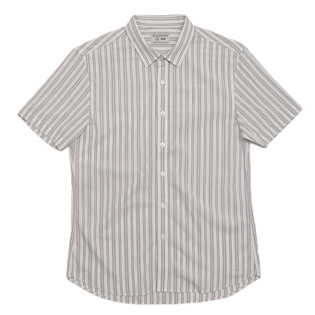 GIORDANO Men's Twill Slim Fit Short Sleeves Shirt (01045214)