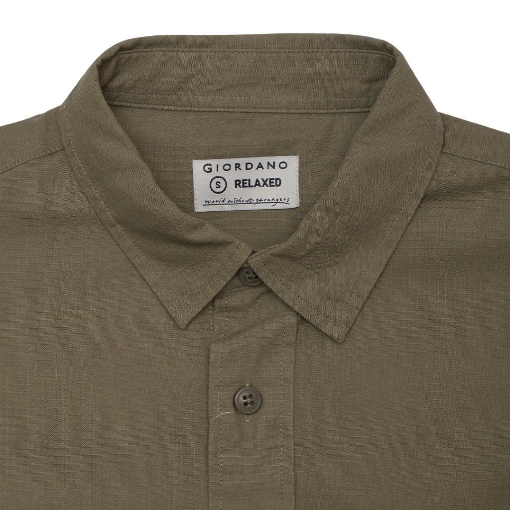 GIORDANO Men's Relax Fit Long Sleeves Shirt (01045018) - 20 - Dusky Green