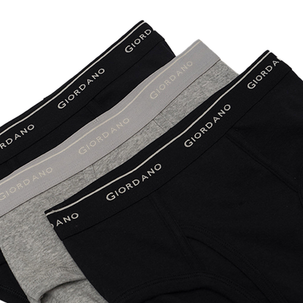 GIORDANO Men's Cotton Ribbed 6 in a Pack Essential Classic Brief (01175114)