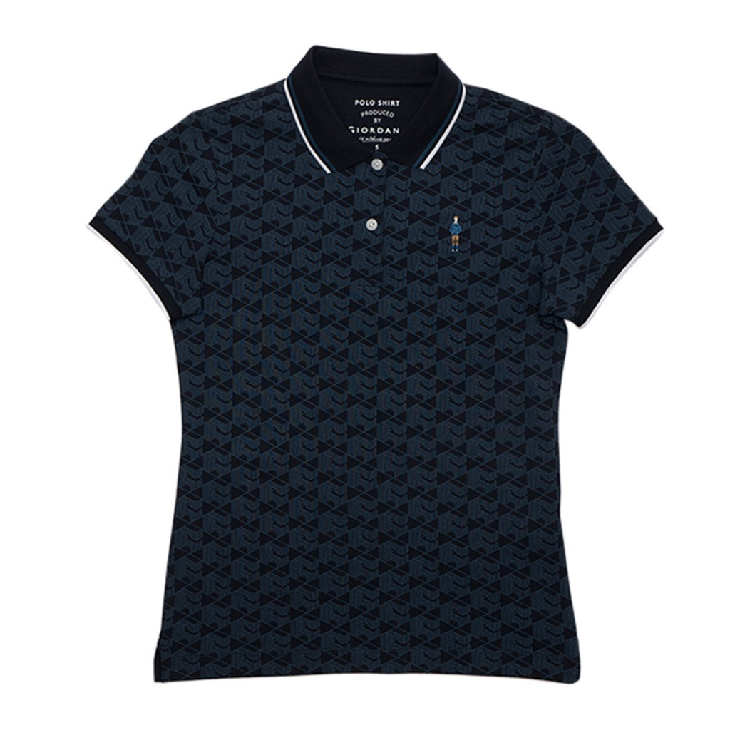 GIORDANO Women's Classic Man  All Over Print Polo (05314234) - 11 - Signature Navy