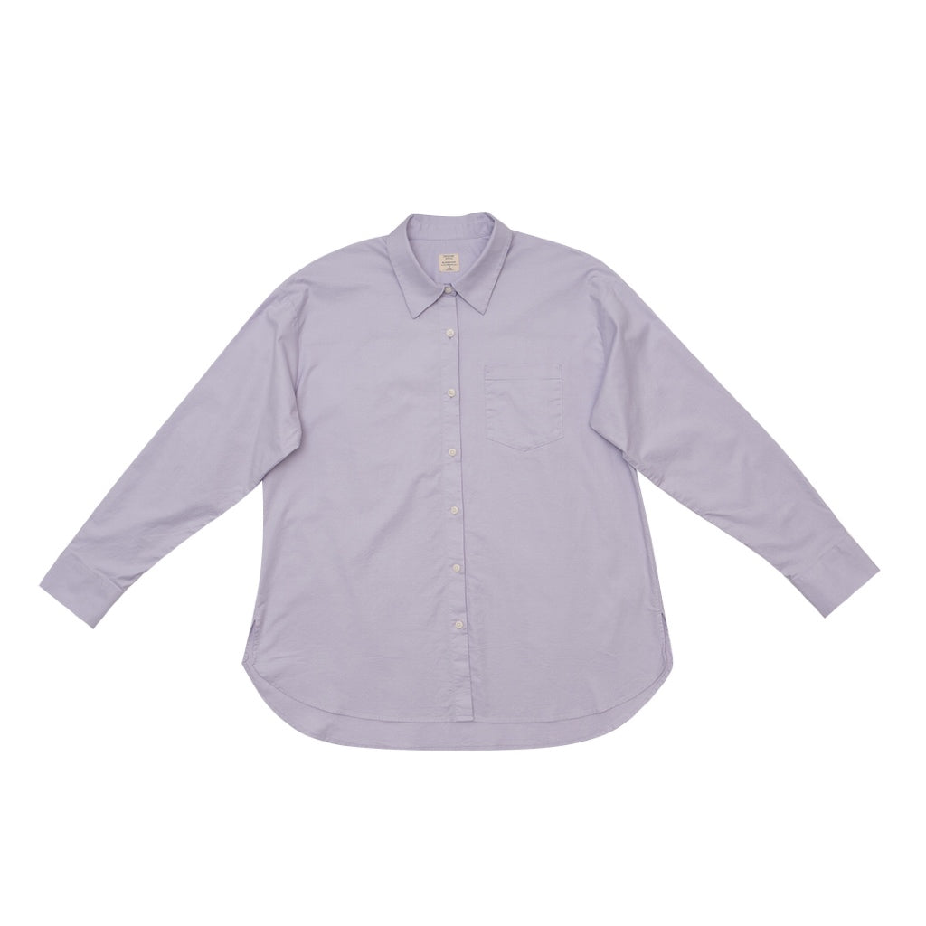 GIORDANO Women's Stretch Oxford Long Sleeves Loose Fit Shirt (05345002) - 32 - Orchid Petal