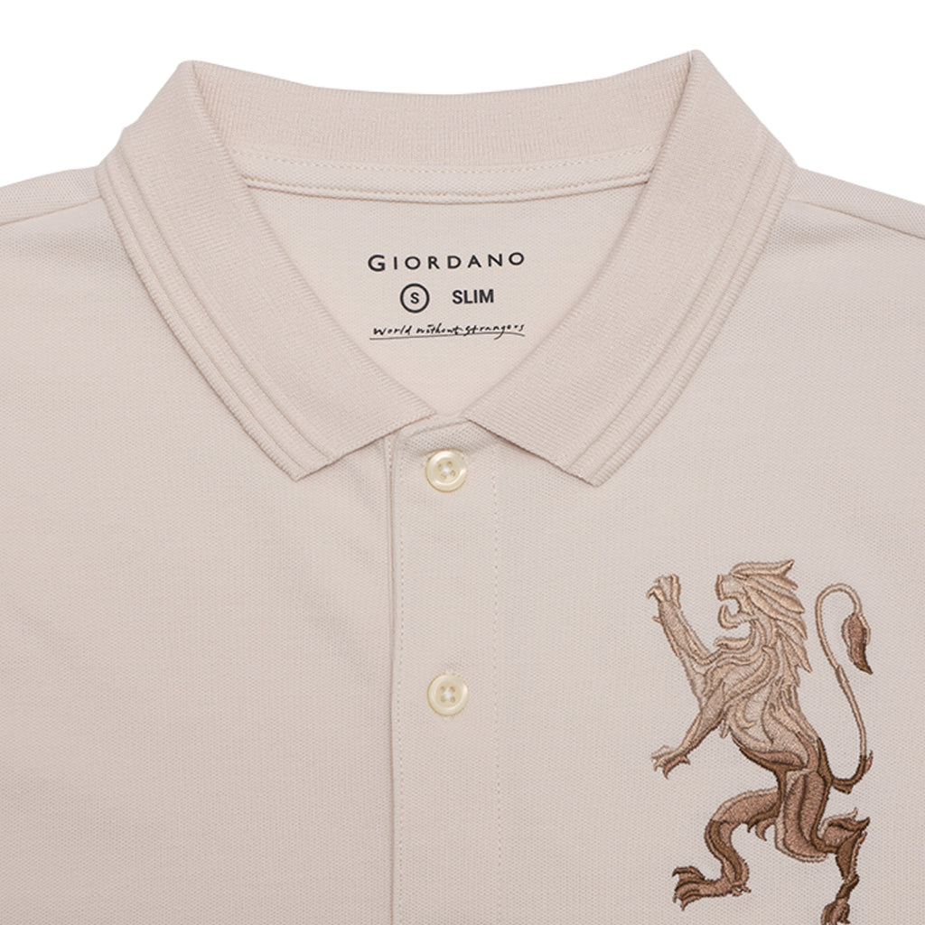 GIORDANO 3D Lion Polo (01014222) - 71 - White Sand