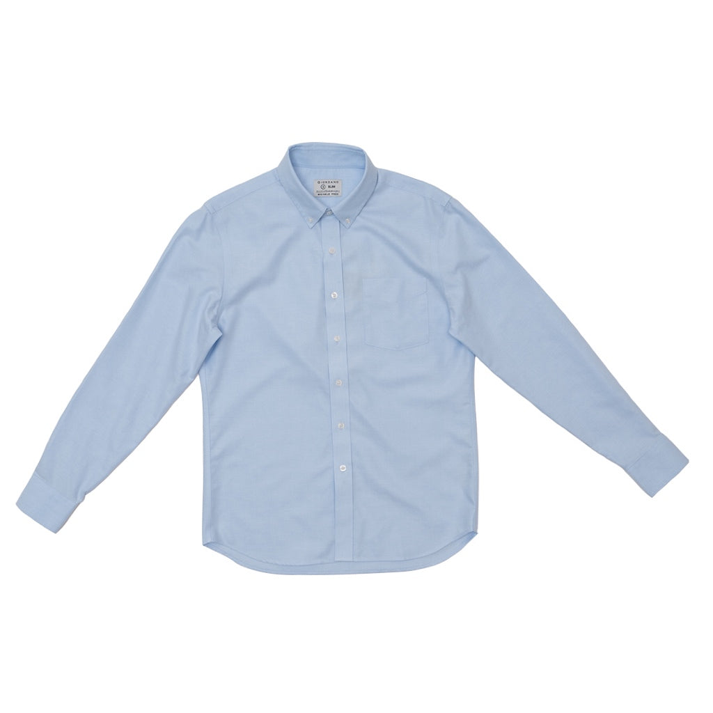 GIORDANO Men's Cotton Wrinkle Free Long Sleeves Oxford Shirt (01044025) - 43 - Blue