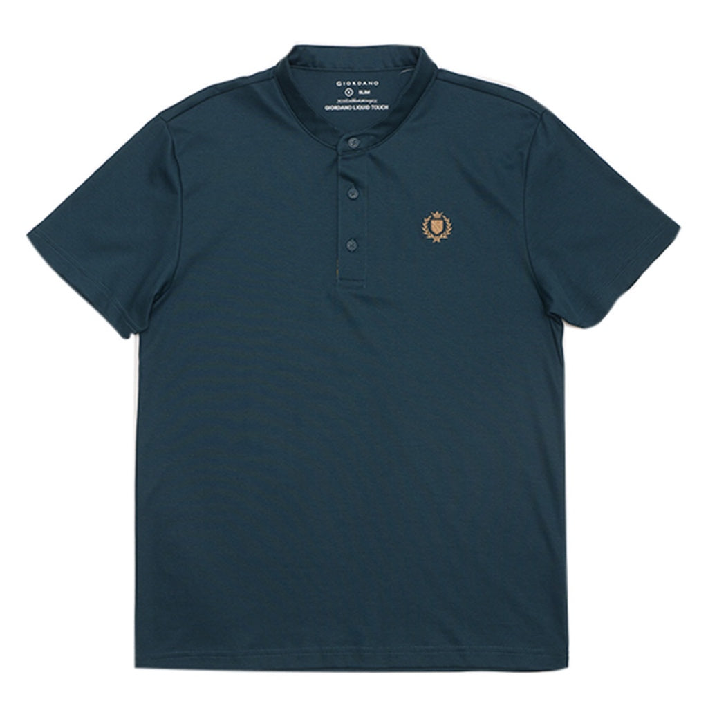 Men's Embroidery Henley Tee (01024644) - 04 - Emerald Green